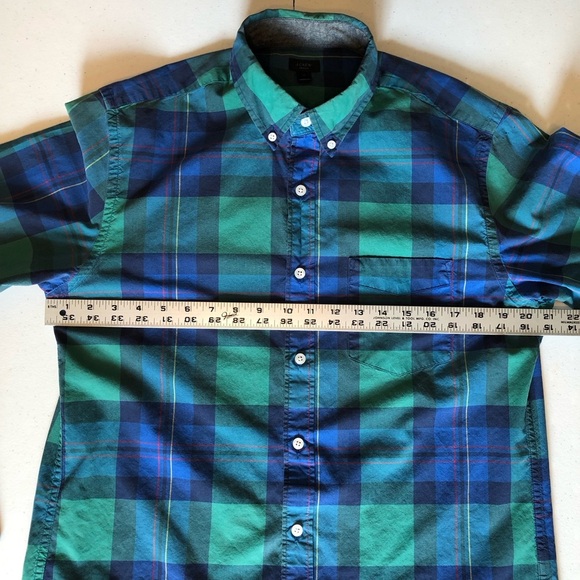 J Crew Tartan Men's Blue and Green Plaid Shirt Size M - Picture 3 of 5